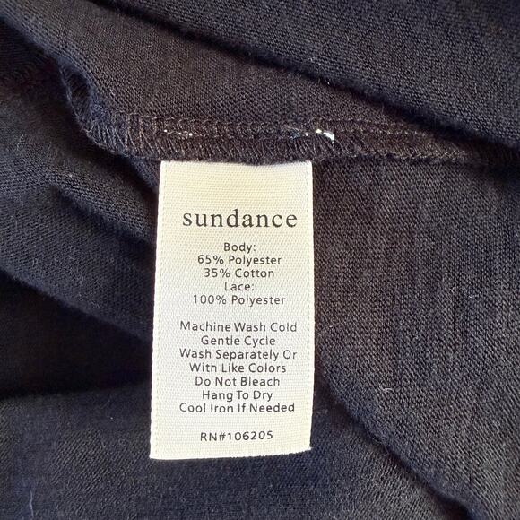 Sundance Lovelier Days Lace Detail Long Sleeve Tee Black Size Small - Picture 8 of 8